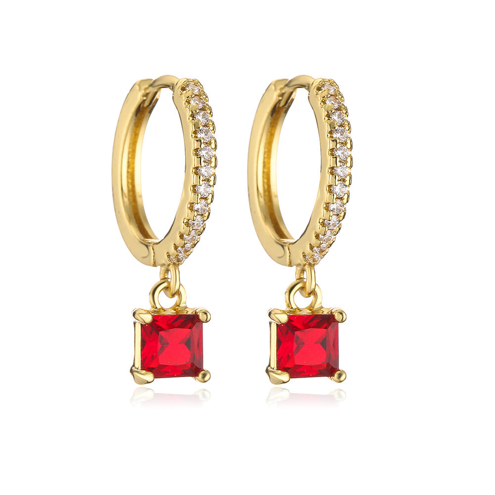 Minimalist Geometric Cubic Zirconia Earrings for Women in Copper with Fashionable Office-Ready Design