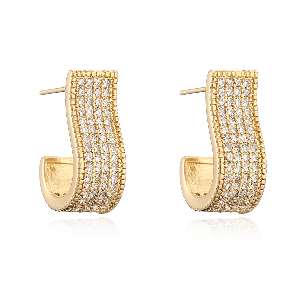 Minimalist Luxury Geometric Butterfly Brass Gold Plated Cubic Zirconia Stud Earrings for Women