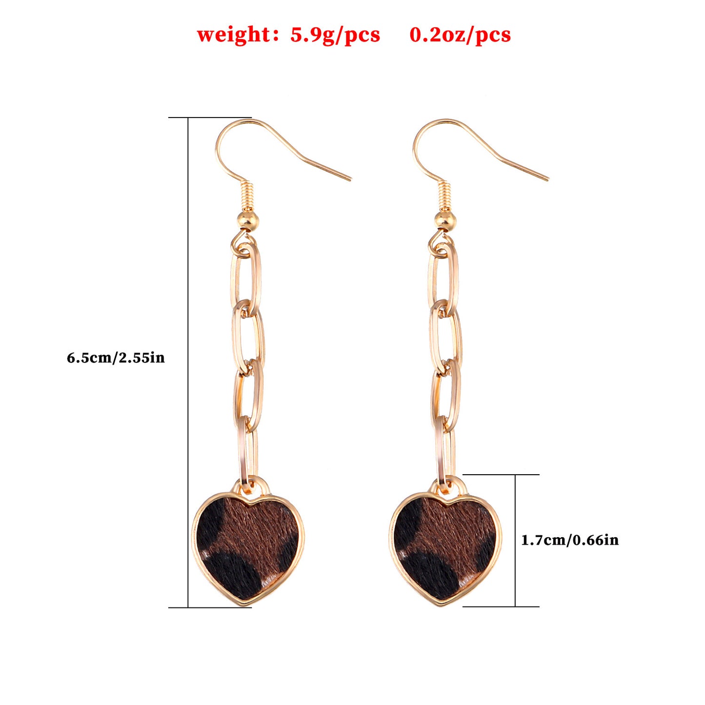 Fashion Leopard Print Heart-Shaped Alloy Earrings for Women with Plated Finish