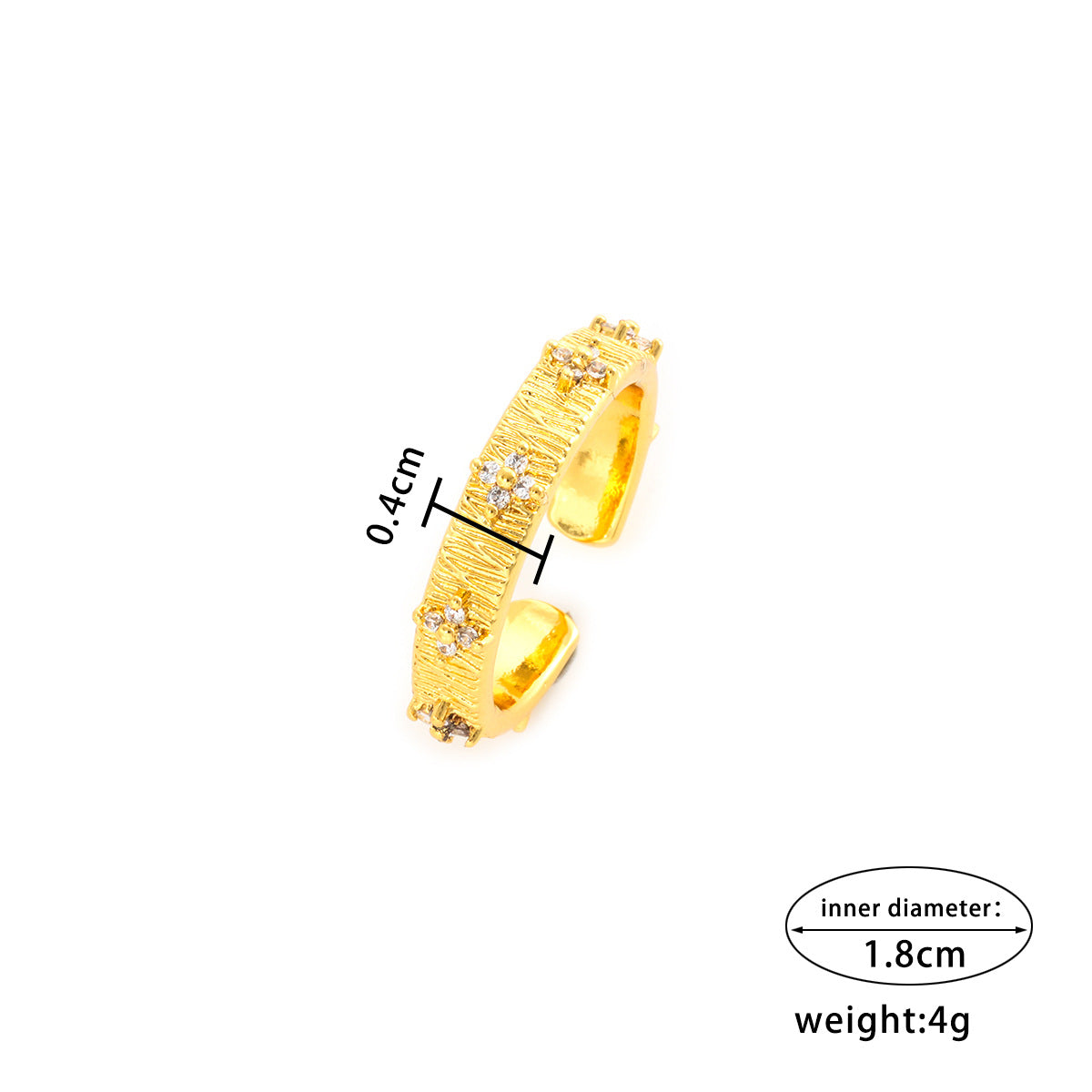Anello da donna in rame placcato oro con intarsio in zircone, stile geometrico vintage, accessorio di moda lusso minimalista