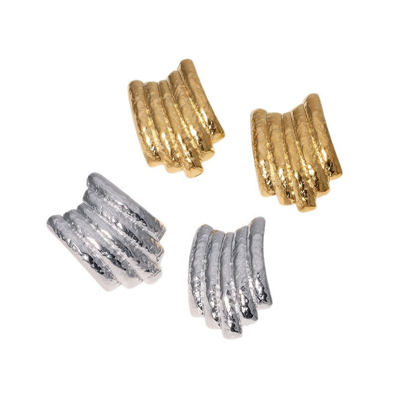 Vintage Geometric Stainless Steel Ear Studs for Women with 18K Gold Plating