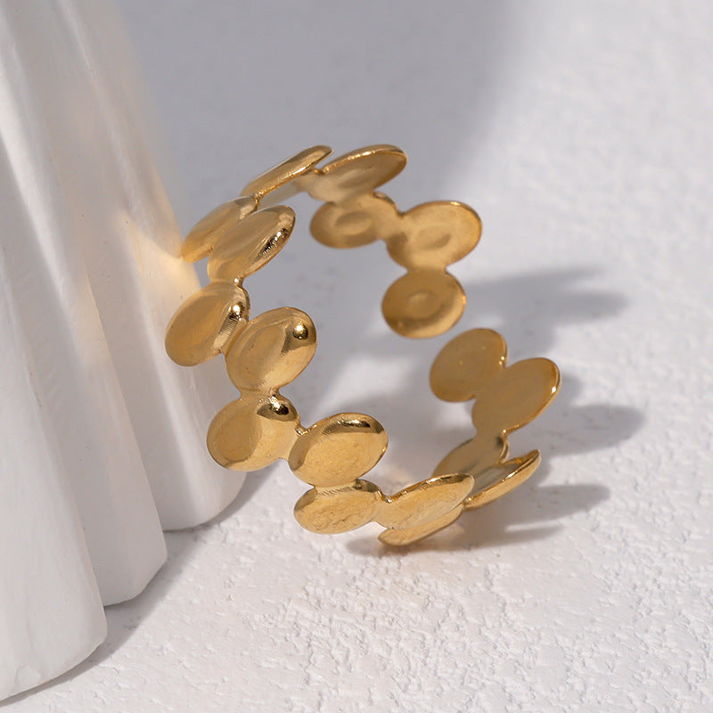 Minimalist Geometric Polka Dot Open Ring 18K Gold Plated Stainless Steel Fashion Jewelry for Women