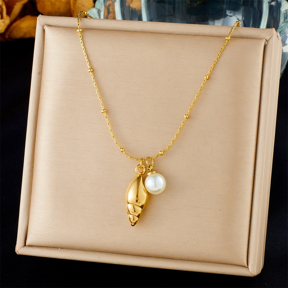 Chic Gold Plated Drip Oil Stainless Steel Starfish Butterfly Necklace