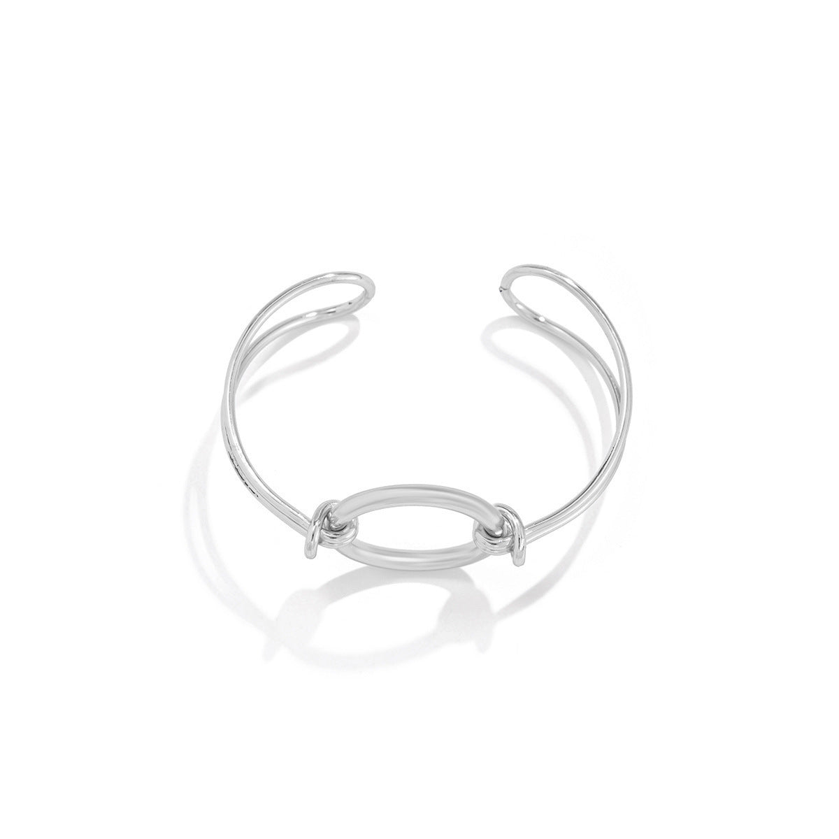 Bracciale e anello aperti in lega placcata con linea geometrica ovale, stile Sweet Cool Minimalista