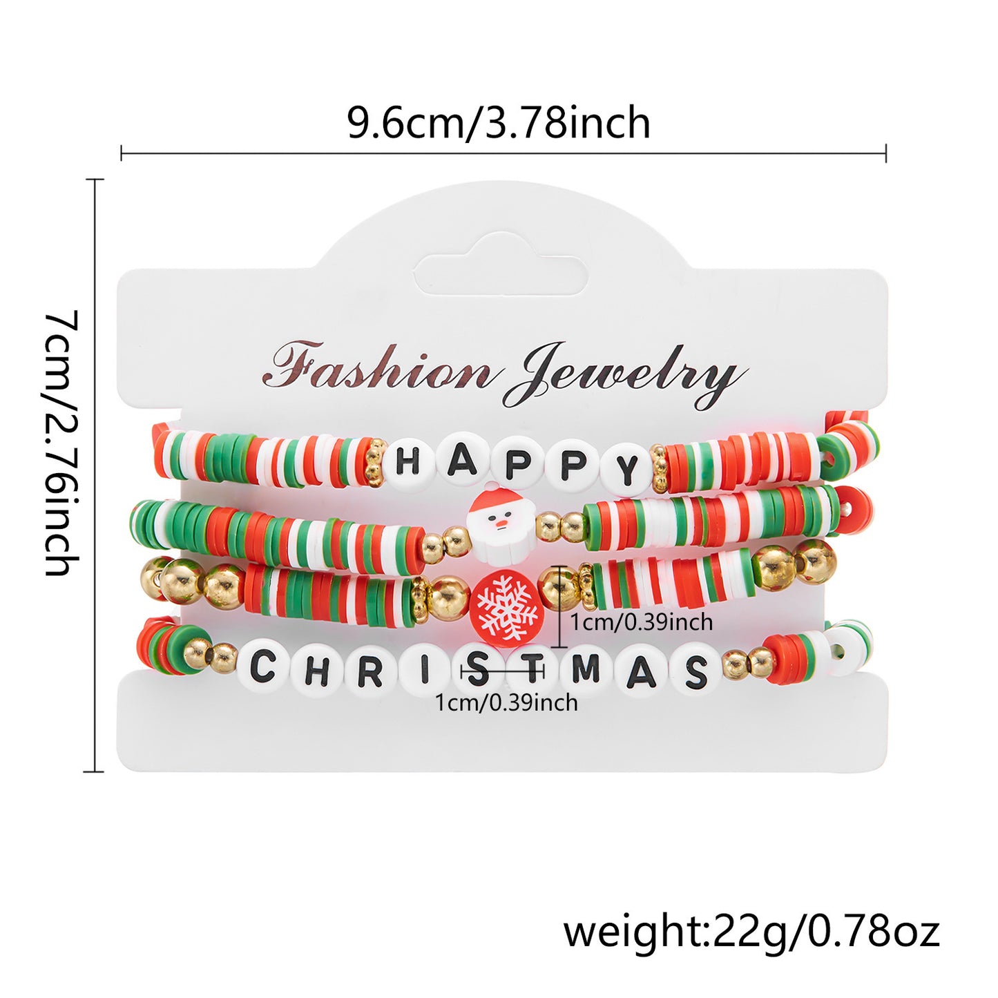 Christmas Cartoon Character Resin Bracelet Set with Snowflake Reindeer Bell Santa Claus Elements Casual Unisex Jewelry