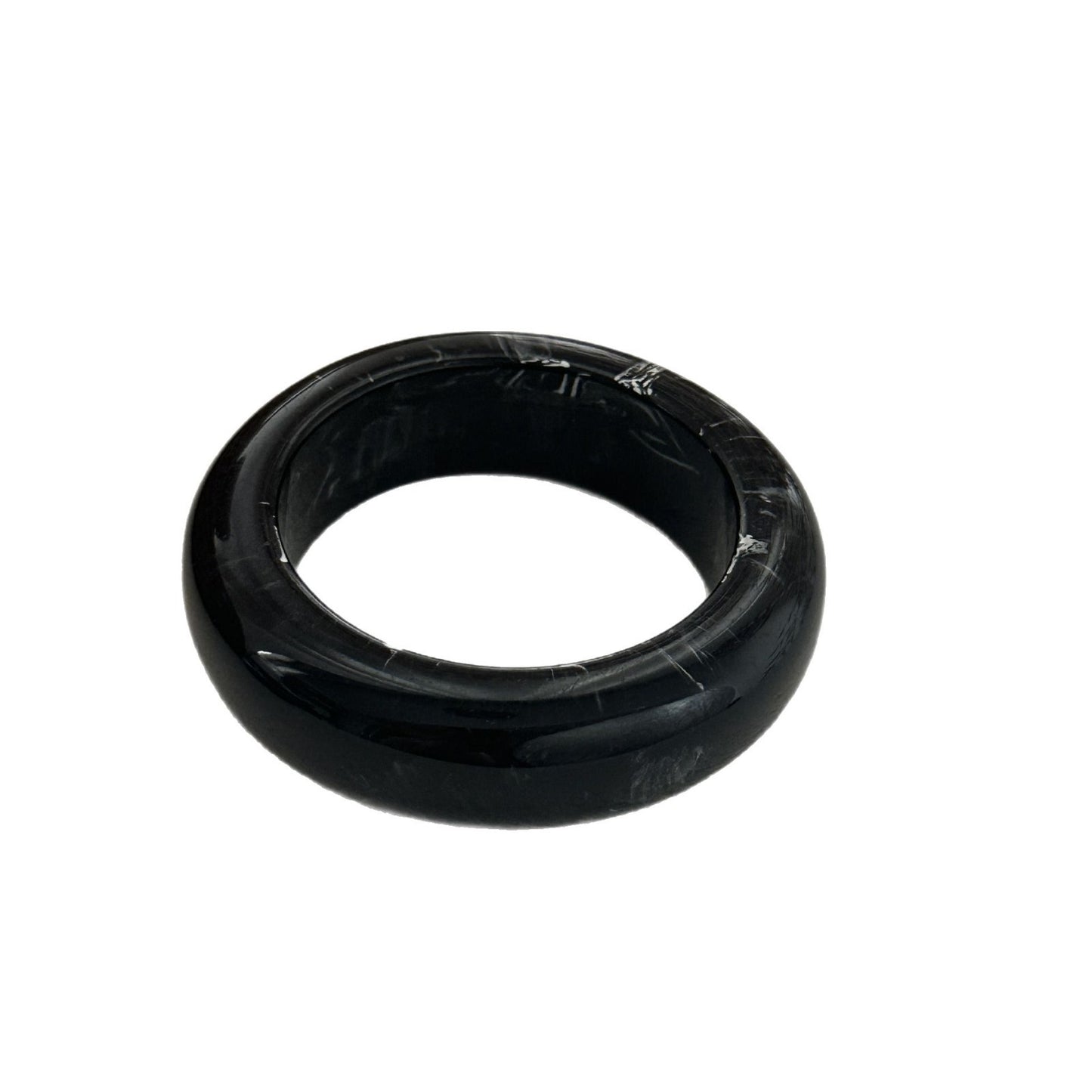 Minimalist Round Resin Plated Cuff Bracelet with Floral Pattern