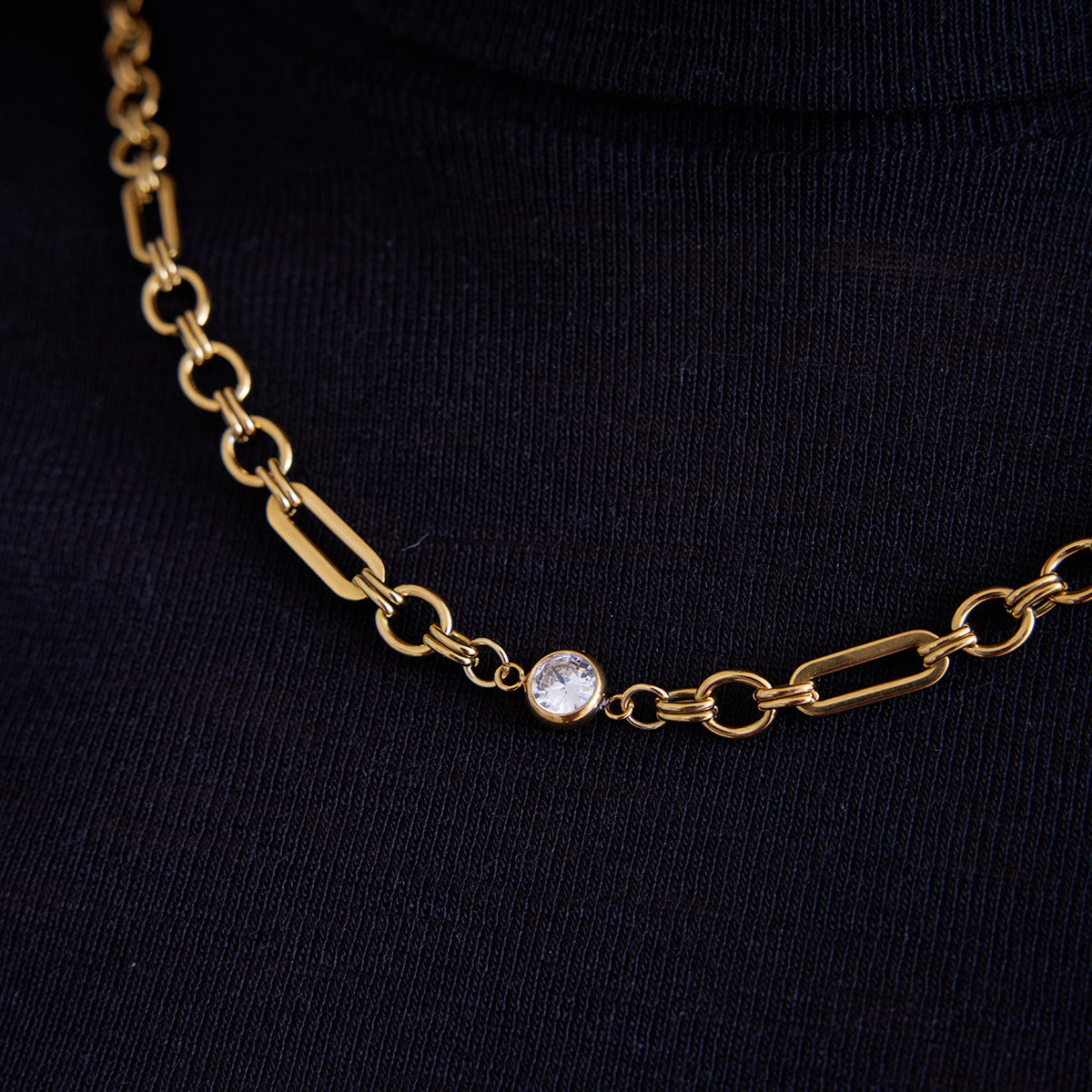Collana geometrica in acciaio inossidabile con ciondolo in titanio placcato per donna elegante catena per clavicola