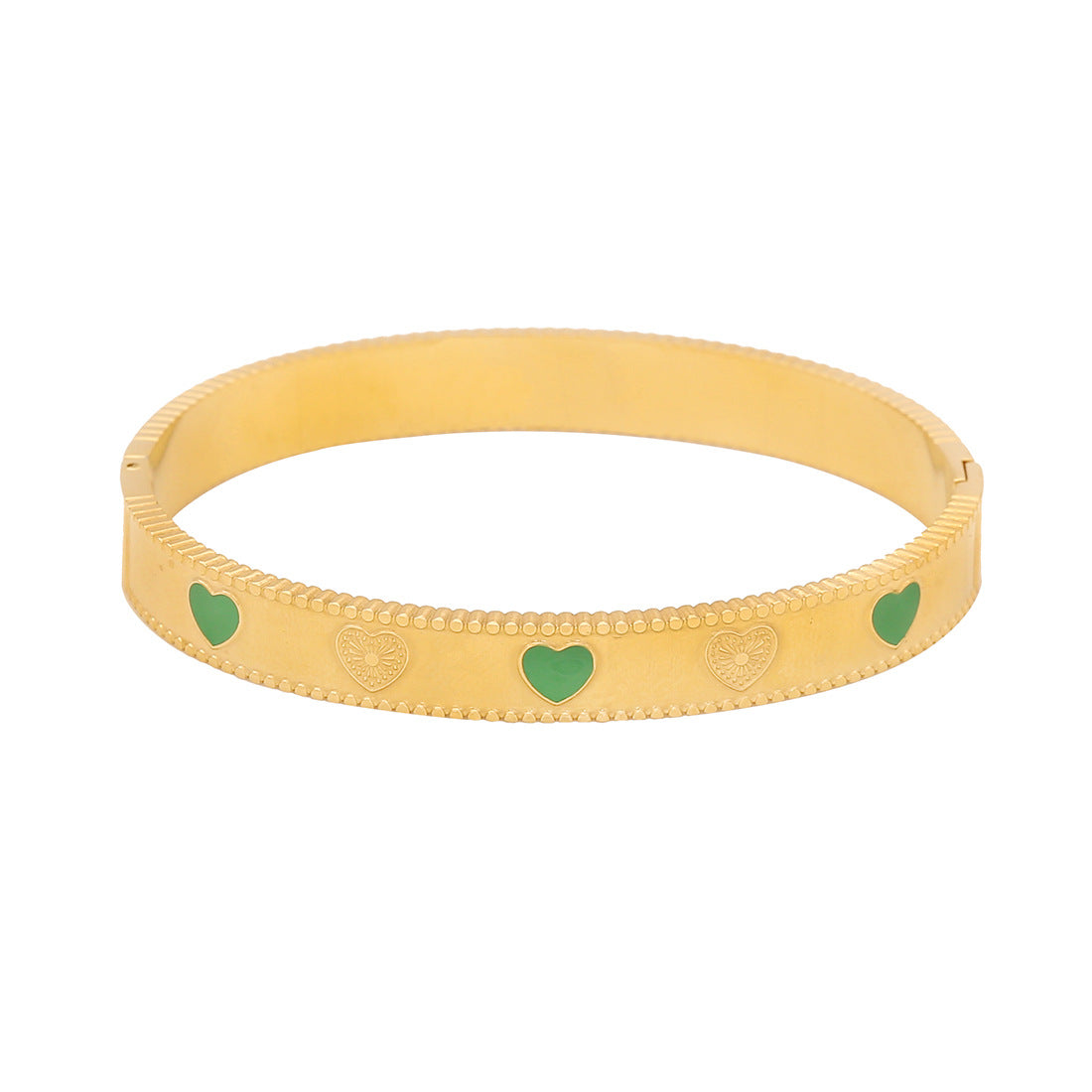 Braccialetto vintage da donna a forma di cuore in acciaio inossidabile con finitura placcata