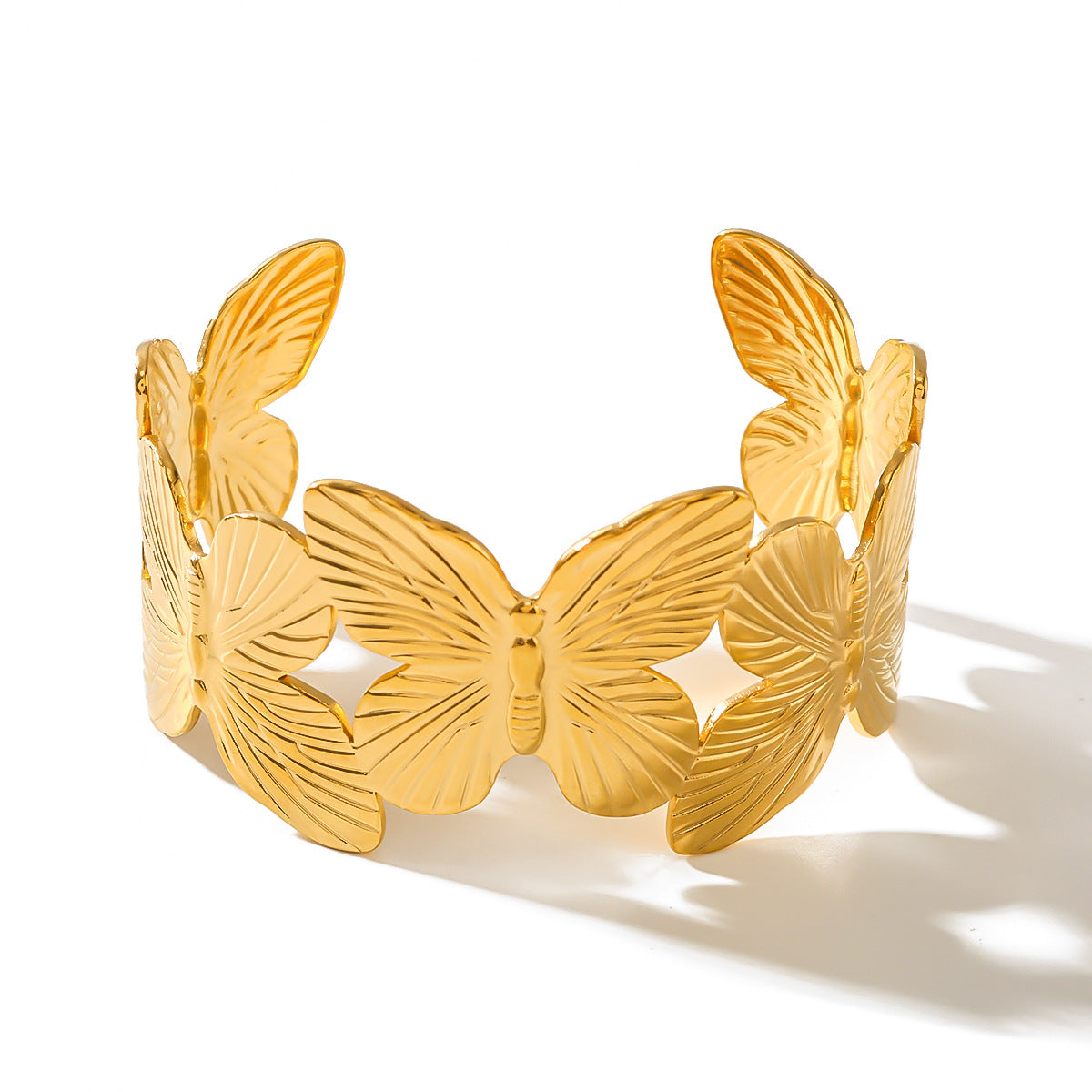 Bracciale da donna a forma di farfalla in acciaio inossidabile placcato oro 18 carati, leggero, resistente all'ossidazione, gioiello di lusso minimalista
