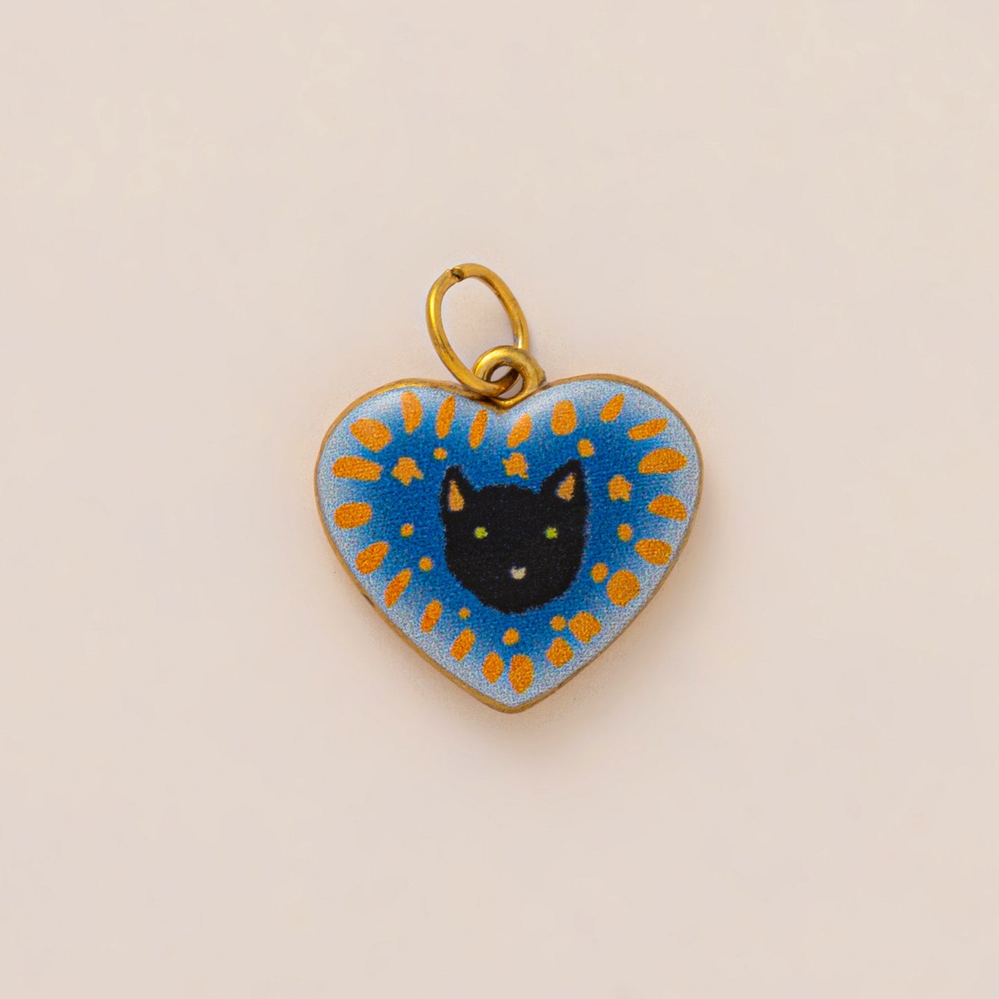 Vintage 18K Gold Plated Stainless Steel Floral Cat Charm Bar