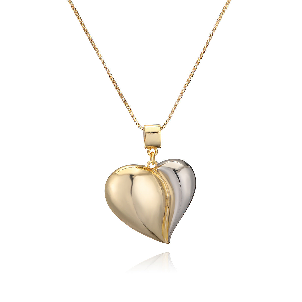 Minimalist Gold Plated Brass Heart Cubic Zirconia Pendant Necklace