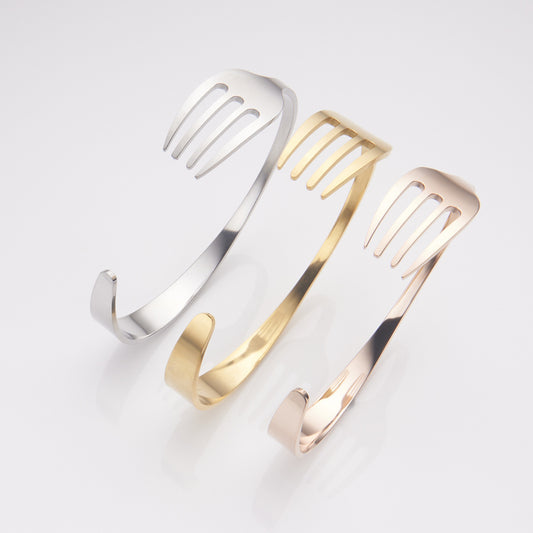 Bracciale Original Design con Apertura a C in Acciaio Inossidabile per Donna e Uomo, Gioiello Unisex alla Moda con Finitura Lucida Regalo