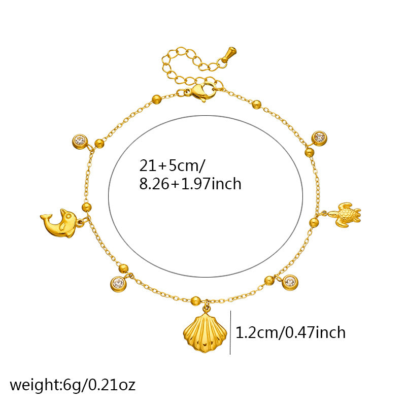 Minimalist Gold Plated Stainless Steel Animal Pendant Anklet for Women