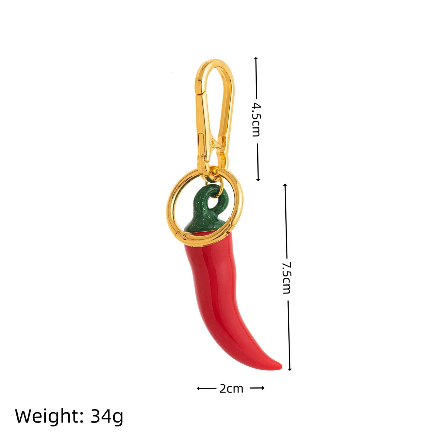 Minimalist Alloy Plated Heart Teardrop Charm Bar Bag Pendant Keychain with Fruit Elements