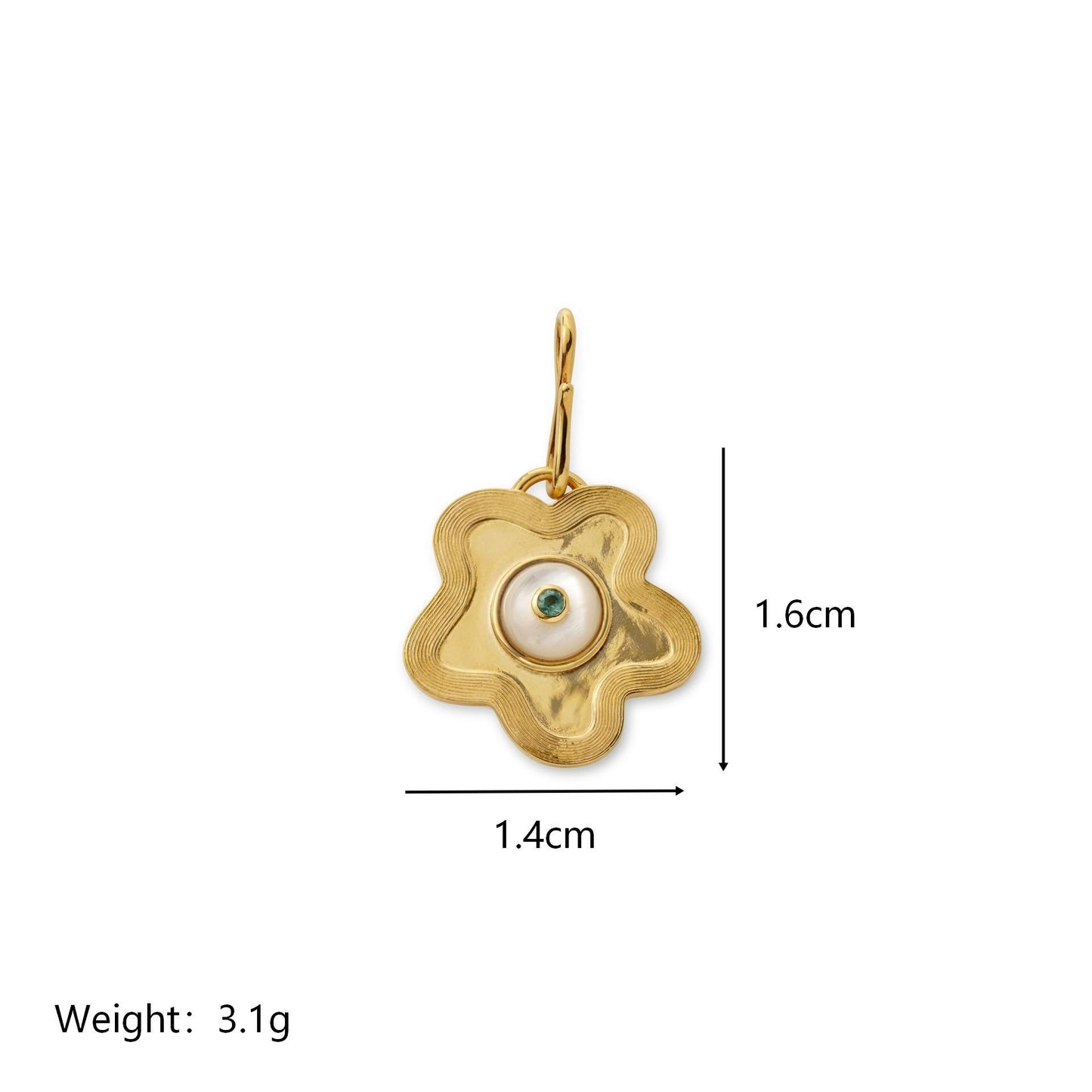 Fashion Gold Plated Brass Heart Round Geometric Cubic Zirconia Charm Bar for Unisex