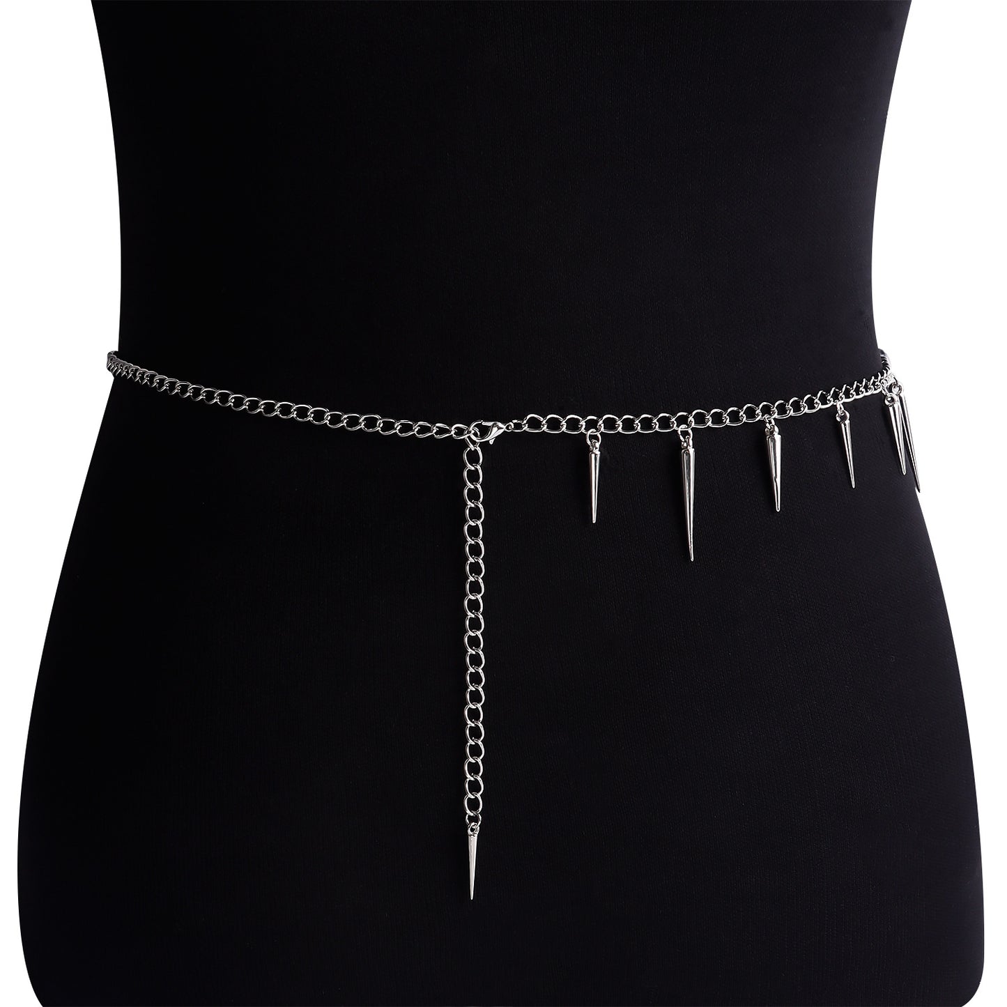 Cadena geométrica de estilo punk con tachuelas para mujer en metal con estética minimalista de lujo
