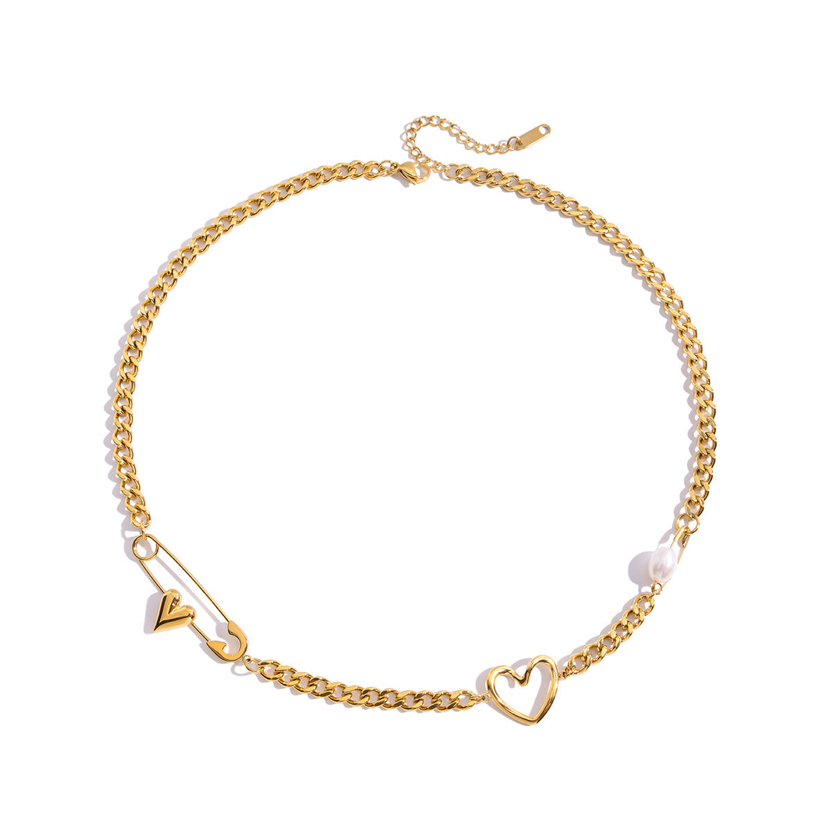 Collar con colgante de clip geométrico minimalista de acero titanio con acabado chapado para mujer