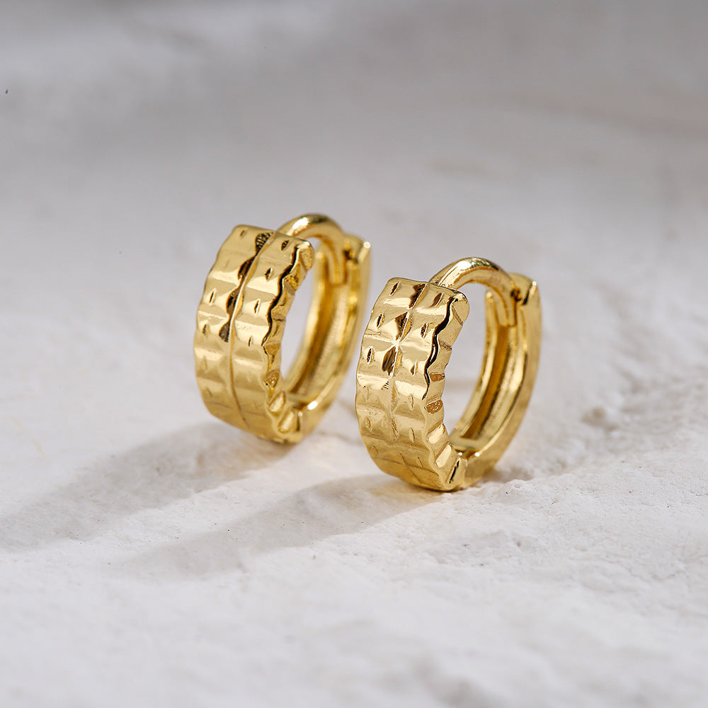 Minimalist Geometric Copper Earrings with 18K Gold Plating for Women