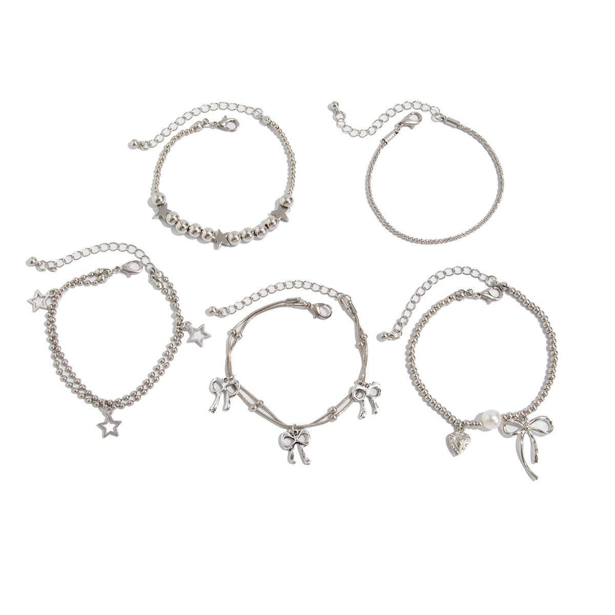 Fashionable Alloy Plated Butterfly and Star Charm Bracelet for Women