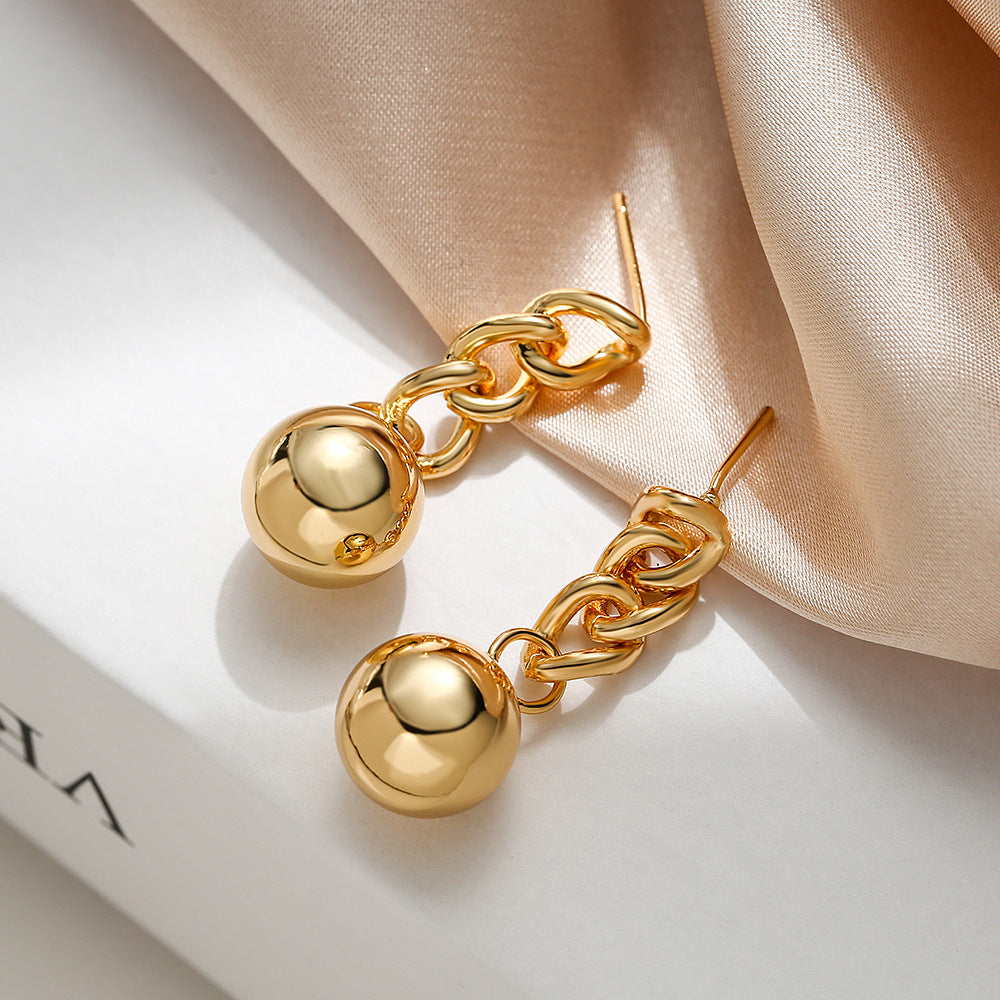 Orecchini a perno da donna minimalisti geometrici con sfera placcati in oro rame