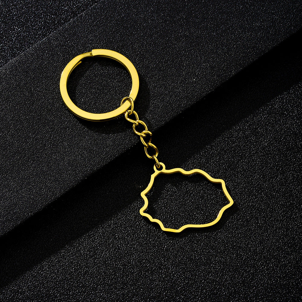 Portachiavi con Ciondolo a Cuore in Acciaio al Titanio Stile Etnico, Accessorio Decorativo per Uomo e Donna