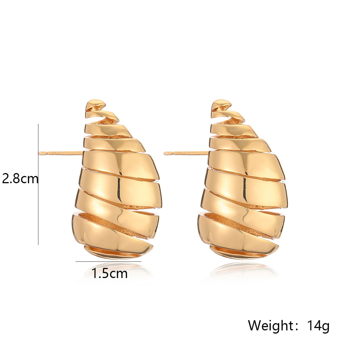 Minimalist Teardrop-Shaped Copper Earrings with Real Gold Plating for Women, Irregular Geometric Design