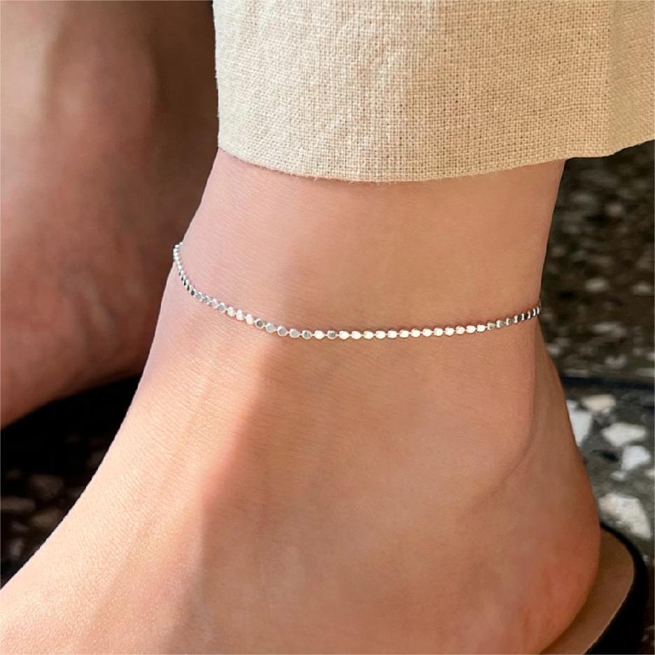 Minimalist Star-Shaped S925 Sterling Silver Anklet with Plated Finish