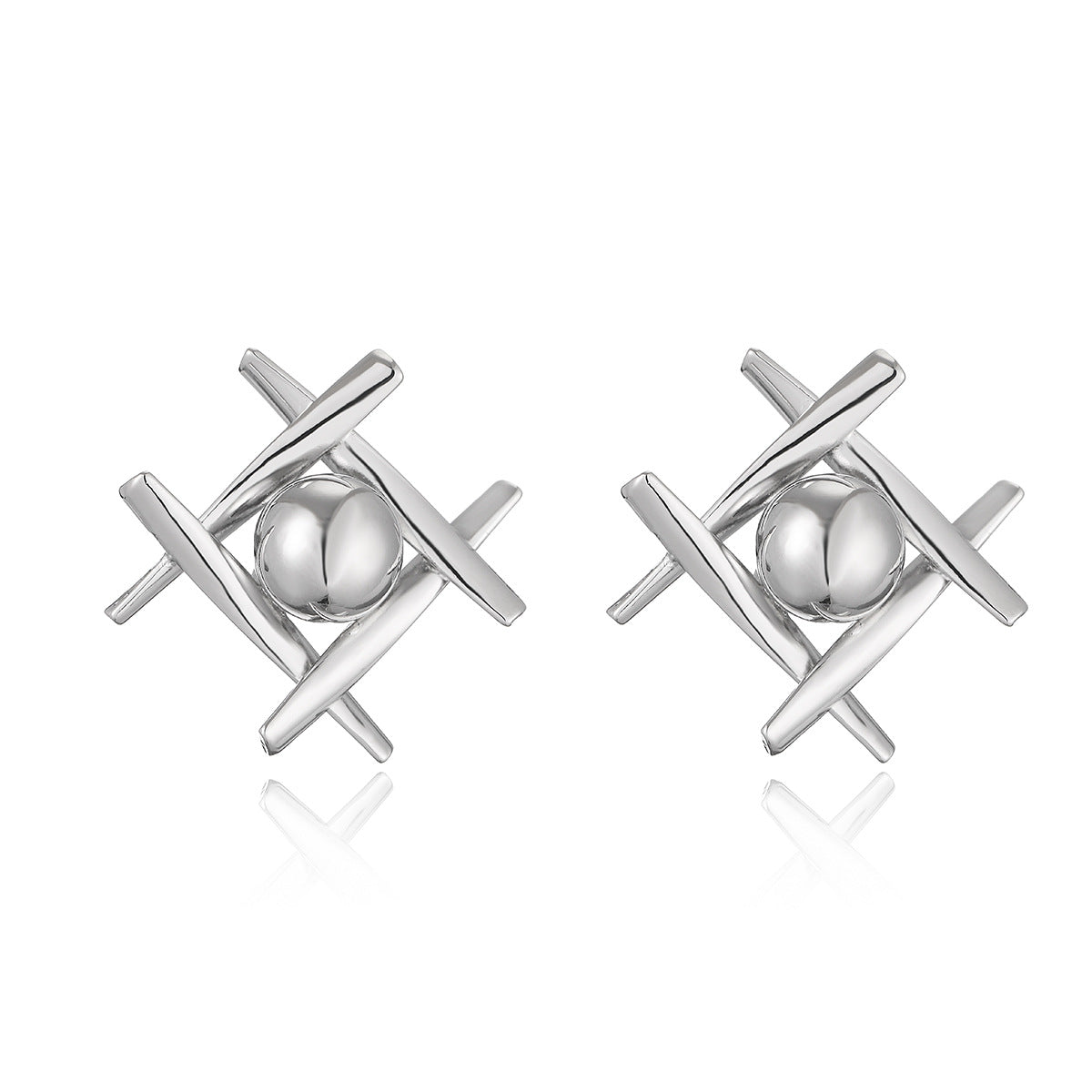 Orecchini da donna geometrici irregolari in rame con placcatura in oro, orecchini di tendenza dallo stile minimalista