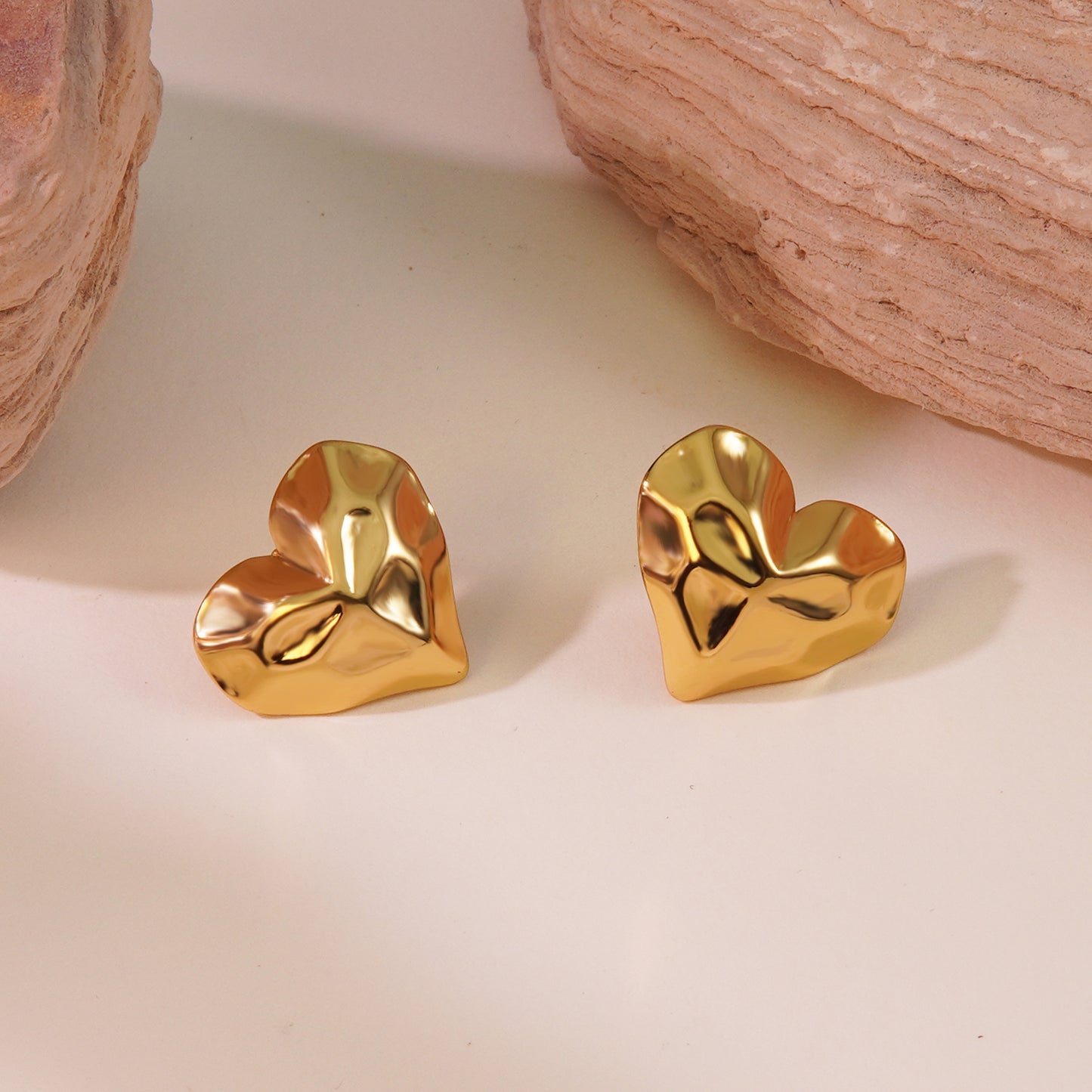Sweet Heart Shaped Plated Stainless Steel Earrings for Women