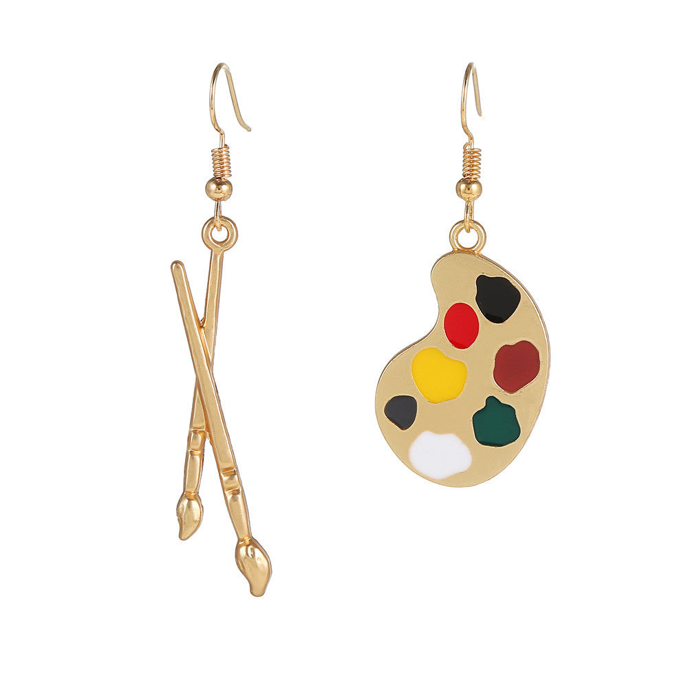 Sweet Cartoon Geometric Round Drip Oil Alloy Earrings for Women