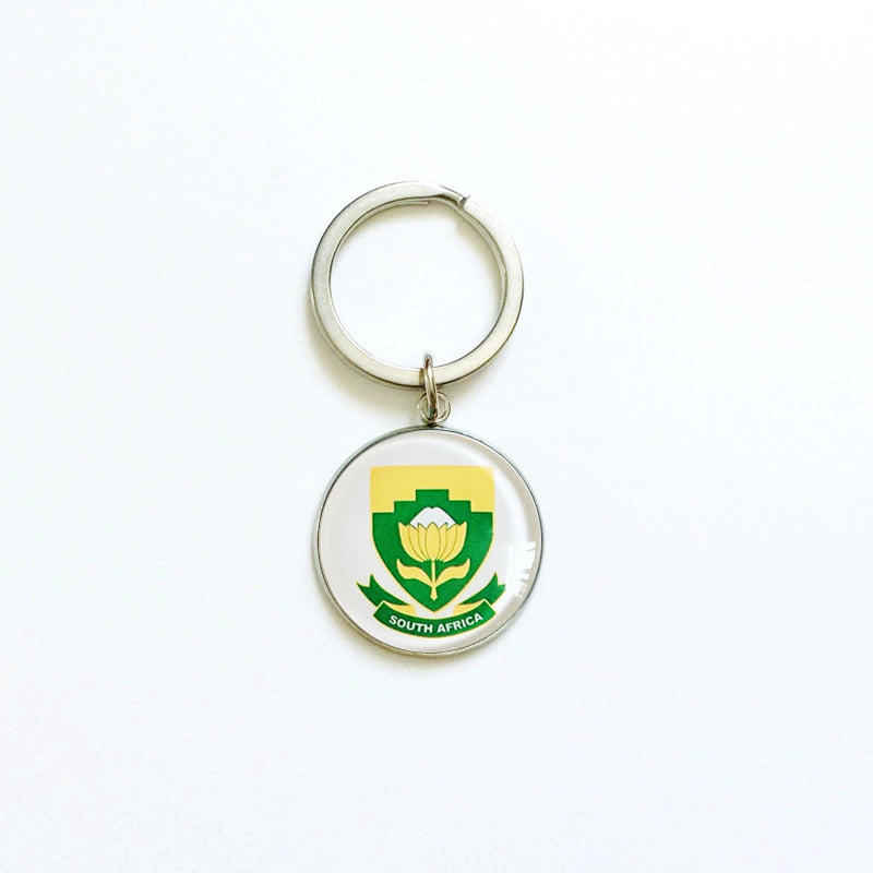 Sporty Round Stainless Steel Keychain National Football Team Souvenir Gift