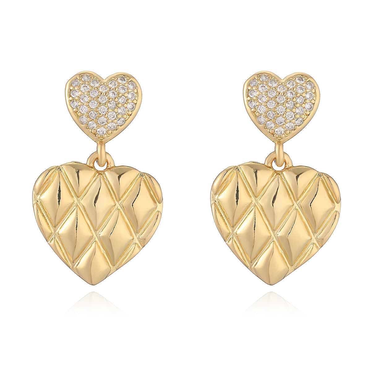 Orecchini minimalisti a forma di cuore in rame placcato oro 18 carati da donna — Gioielli per le orecchie lussuosi e leggeri