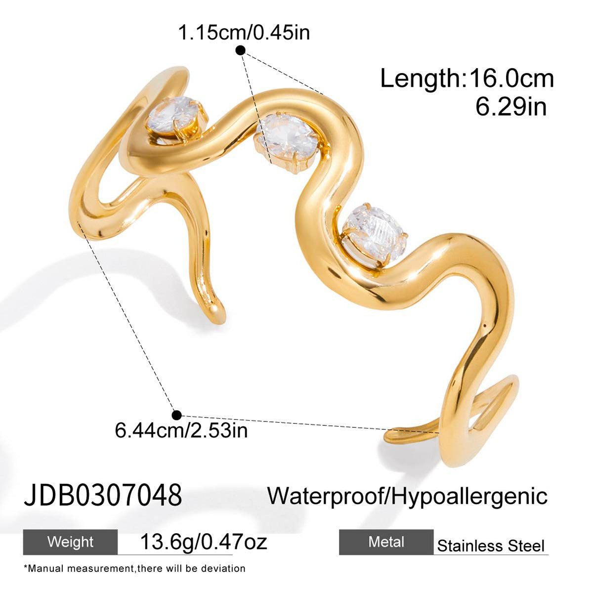 Pulsera Minimalista de Acero Inoxidable con Baño Geométrico y Circonita para Mujer