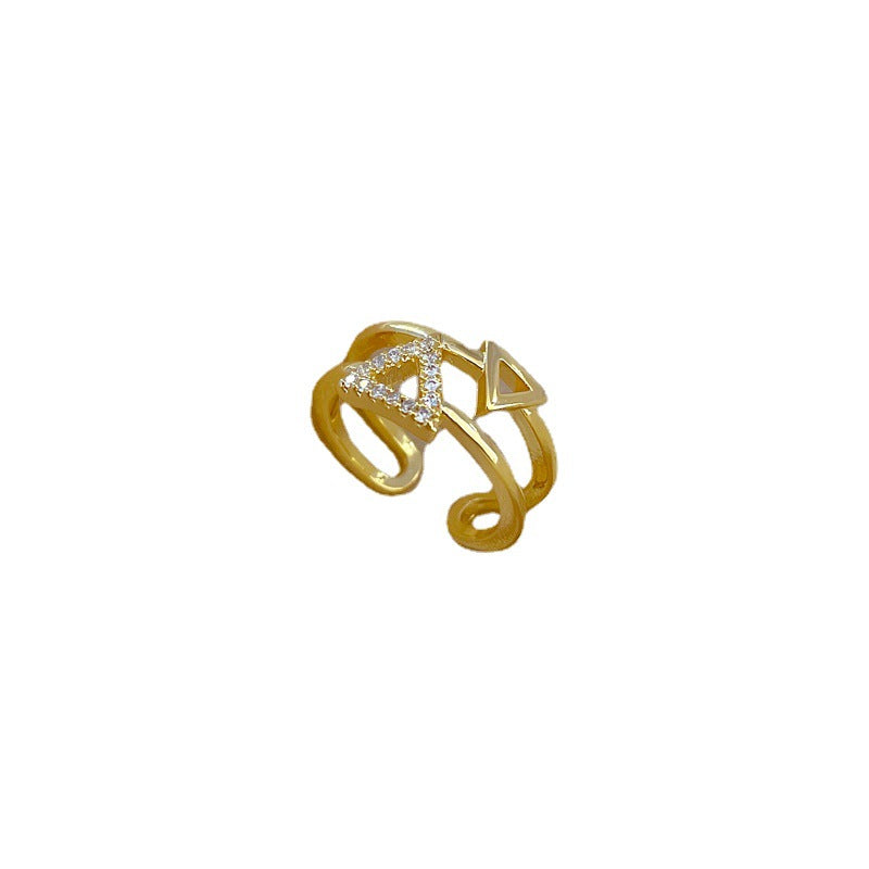 Minimalist Triangle-Shaped Brass Ring with Gold Plating for Women