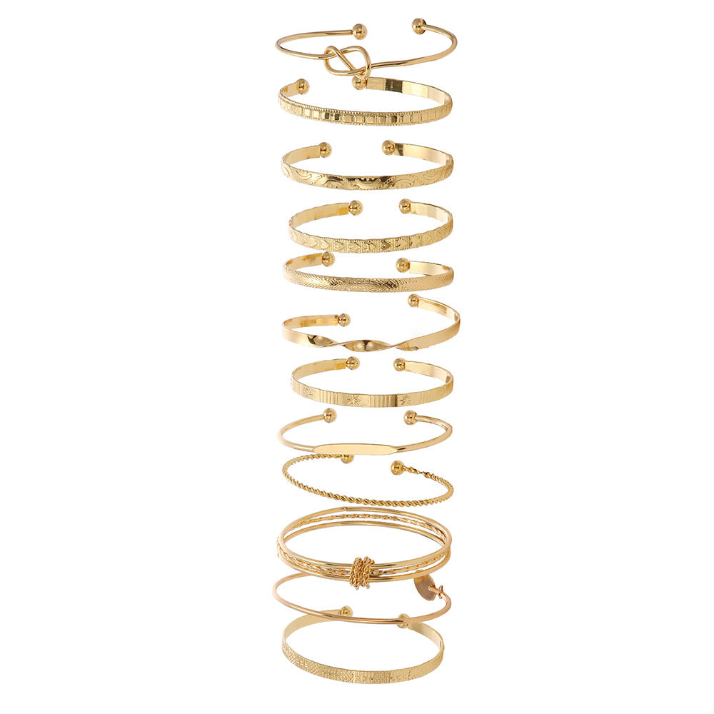 Vintage Punk Geometric Twisted Rope Iron Plated Bracelet Set