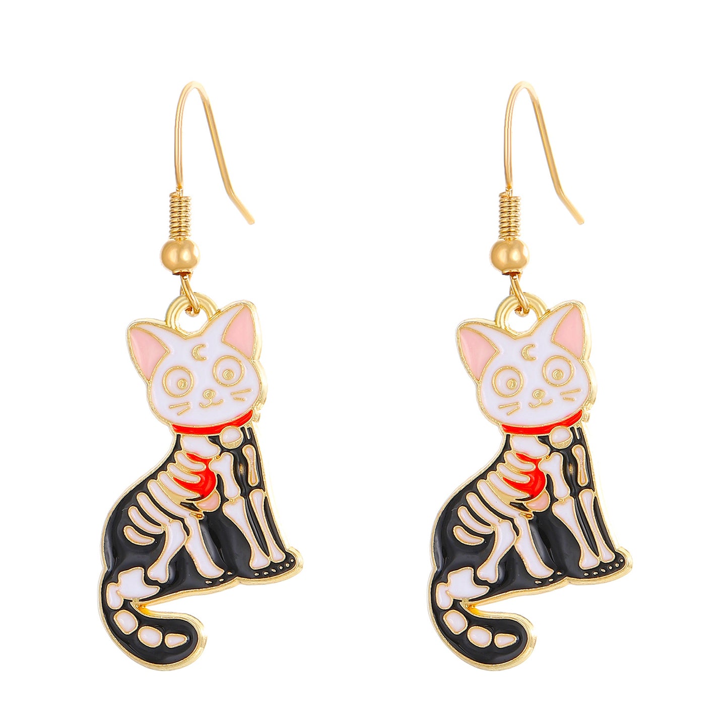 Halloween Cartoon Animal Earrings for Women Zinc Alloy Electroplated Fashion Ear Hooks with Rabbit Bat and Cat Designs