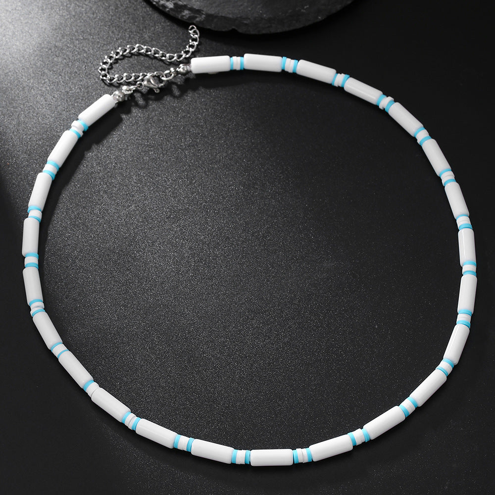 Hip-hop Streetwear Geometric Acrylic Resin Pendant Stainless Steel Ball Chain Necklace for Unisex