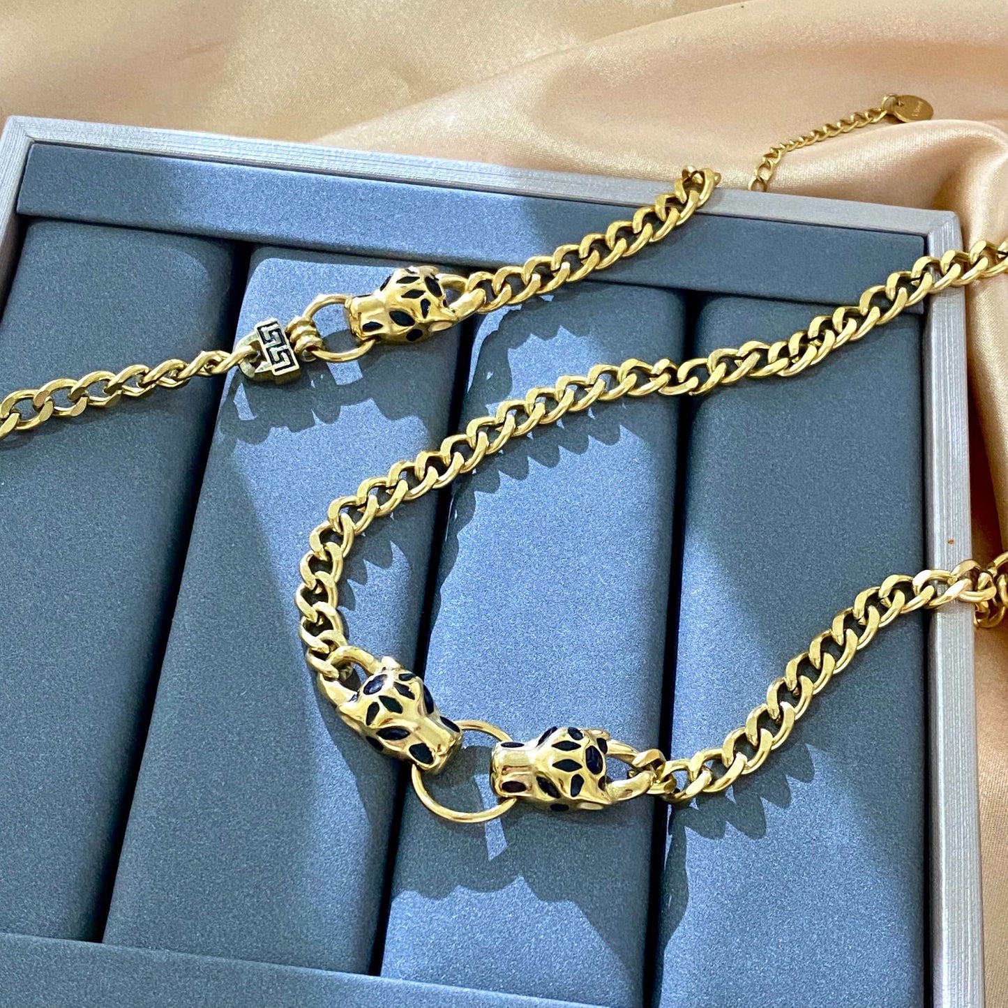 Hip-hop Vintage Leopard Animal Stainless Steel Snake Chain Necklace