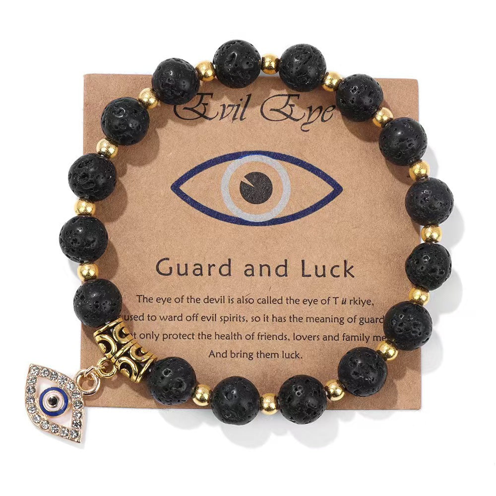 Minimalist Geometric Evil Eye Rhinestone Beaded Bracelet Unisex Yoga Energy Jewelry