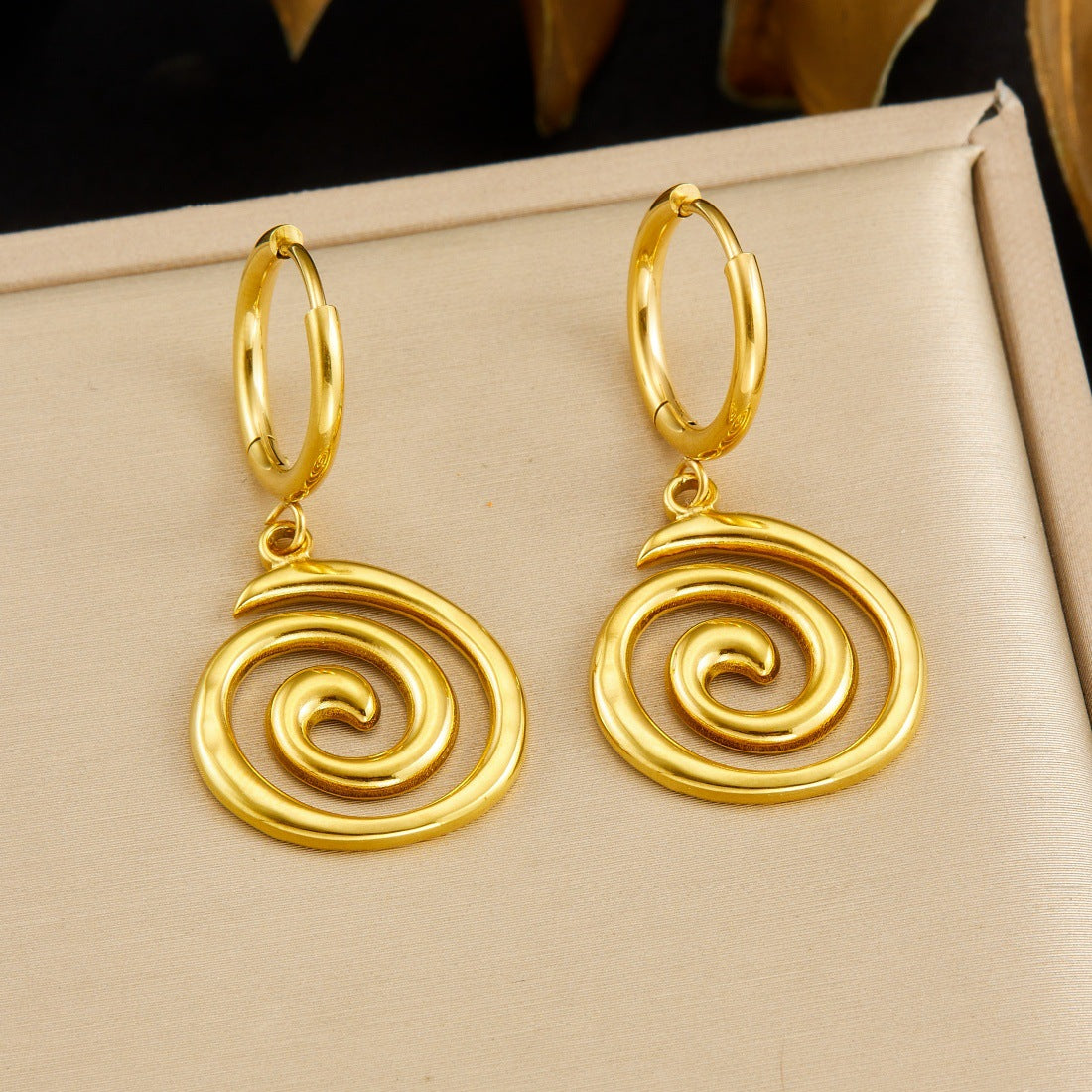 Minimalist Gold Plated Round Geometric Stainless Steel Earrings for Women