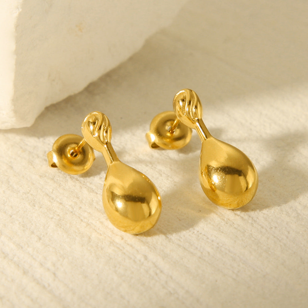 Aretes de acero inoxidable con diseño geométrico de gota de agua chapado en oro de 18 quilates de moda para mujer