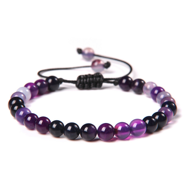 Sweet Sporty Geometric Natural White Crystal Stretch Bracelet 6mm Unisex Handmade Energy Bangle