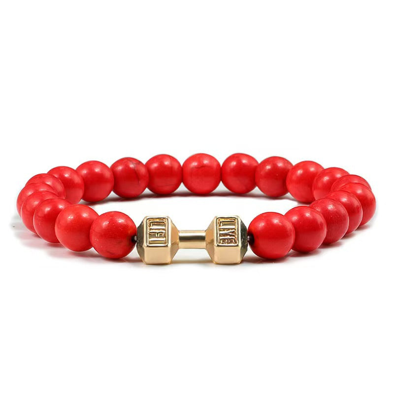 Fashion Matte Plated Alloy Beaded Bracelet Unisex Elastic Yoga Energy Bangle