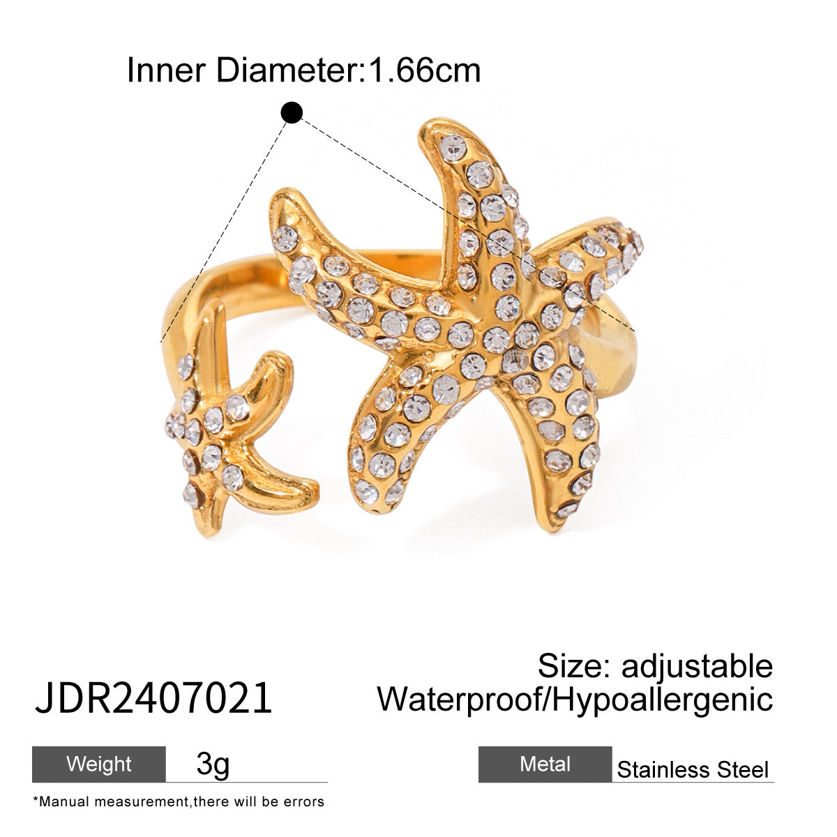 Minimalist Geometric Star Stainless Steel Plated Ring for Women