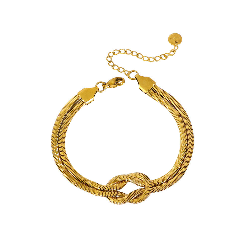 Minimalist Geometric Stainless Steel Snake Chain Necklace with 18K Gold Plating for Women