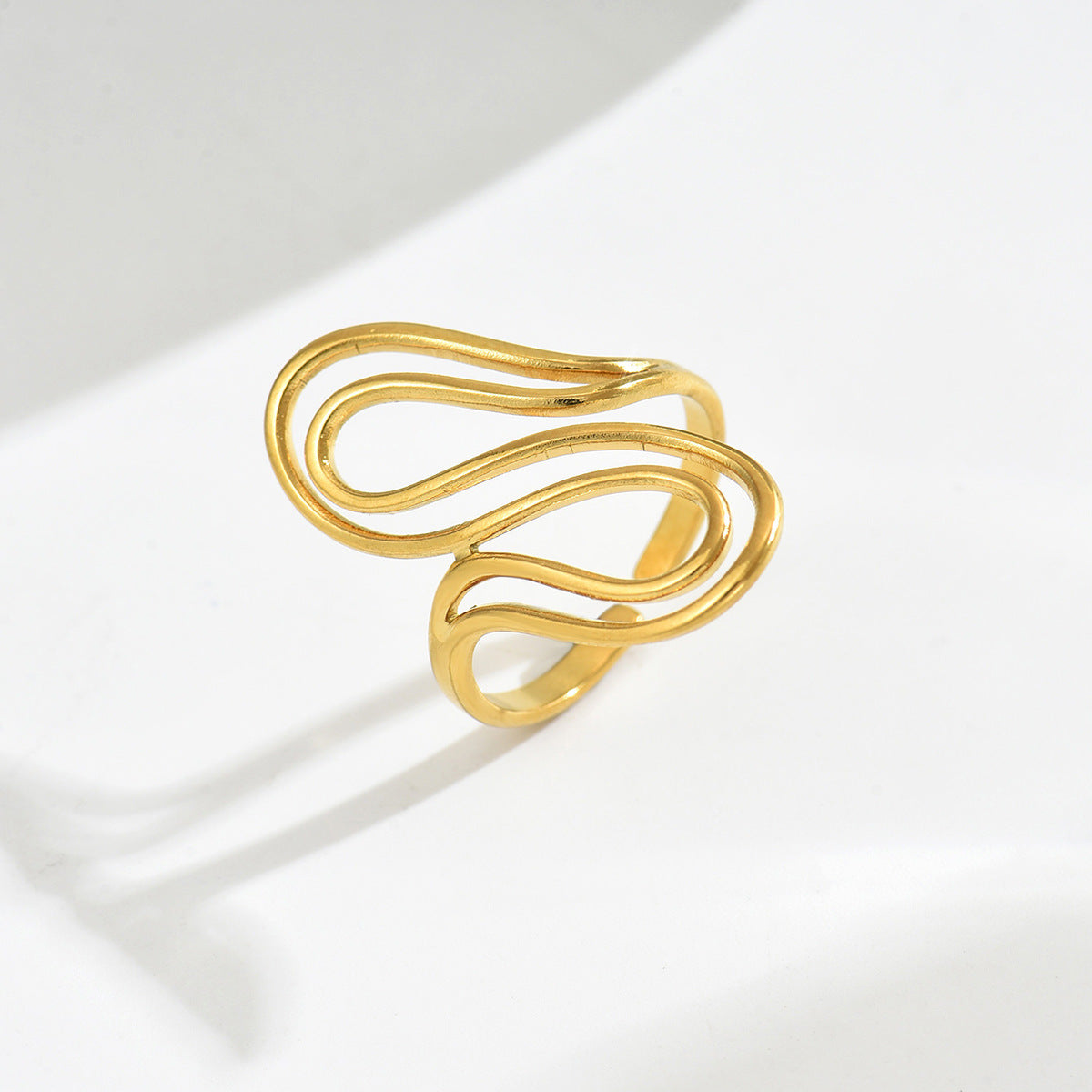 Anillo Abierto Irregular Geométrico para Mujer en Aleación de Zinc con Acabado Chapado Accesorio de Moda Minimalista Elegante