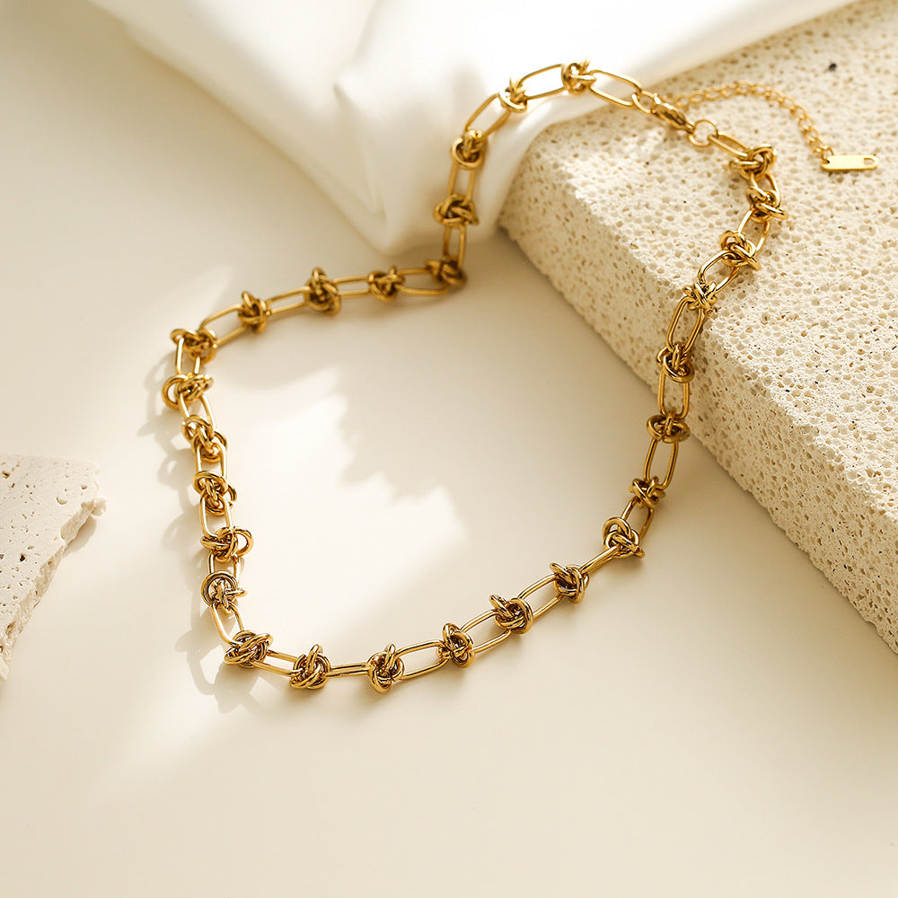 Minimalist Geometric Titanium Steel Necklace for Women with 18K Gold Plating, Hypoallergenic Clavicle Chain