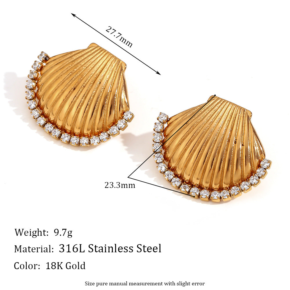 Vintage Geometric Stainless Steel Earrings with 18K Gold Plating for Women