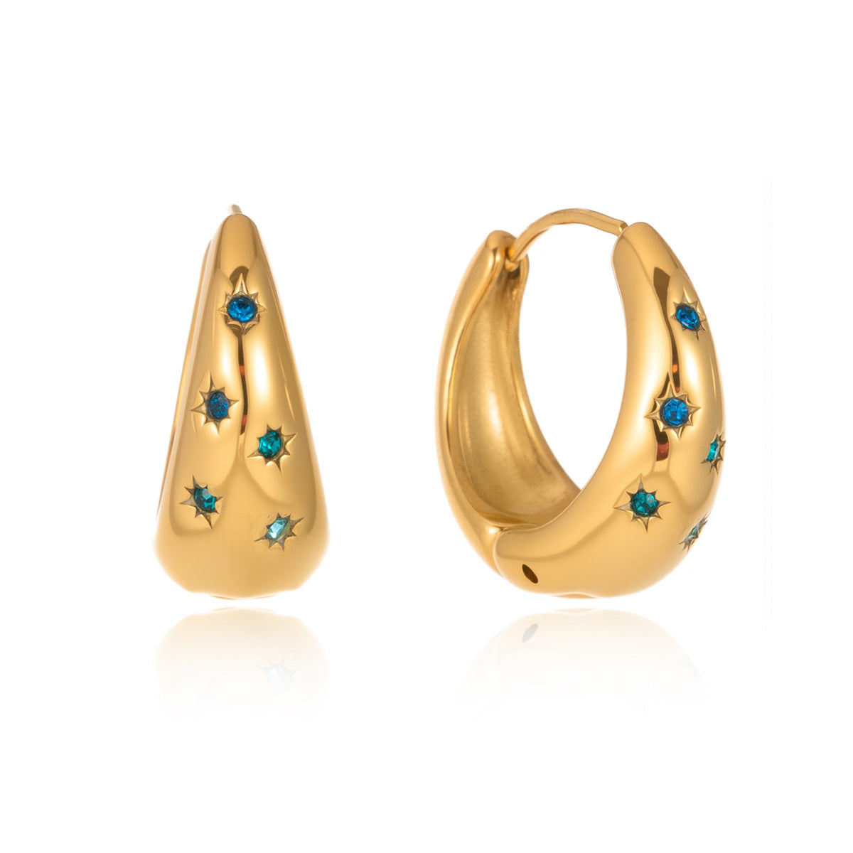 Elegant Oval Geometric Rhinestone Plated Stainless Steel Earrings for Women