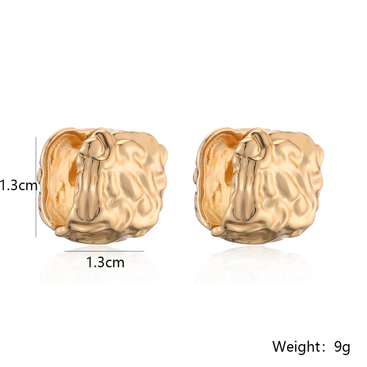 Minimalist Square Geometric Copper Earrings with Gold Plating for Women, Irregular Design Fashion Ear Studs